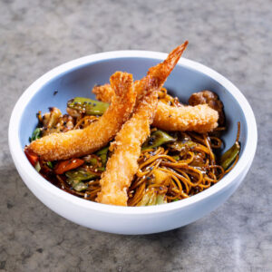 Noodles with Torpedo Prawns